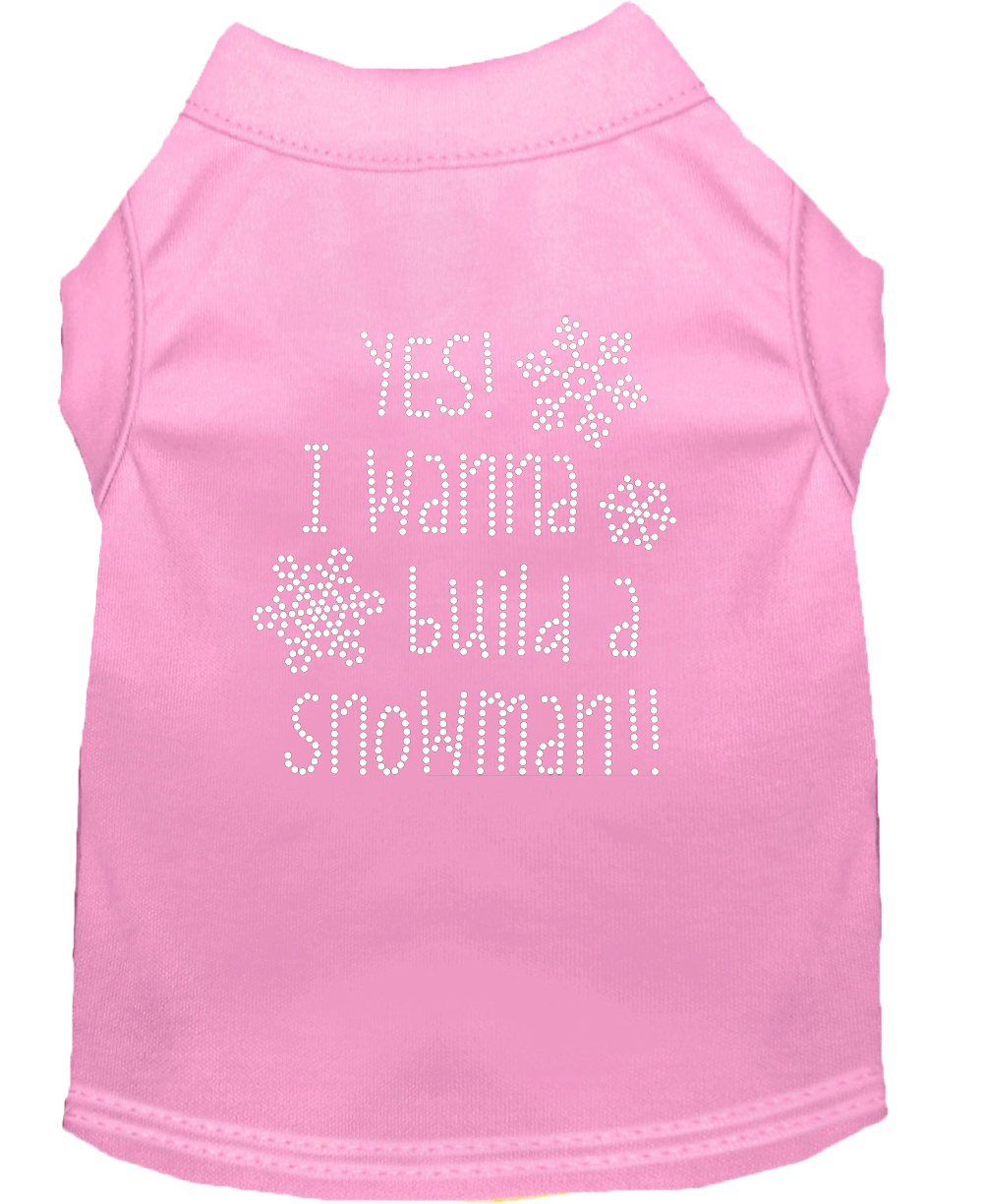 Yes! I want to build a Snowman Rhinestone Dog Shirt Light Pink Med